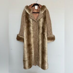 ASTRAKA VINTAGE FAUX FUR LONG COAT Size 14